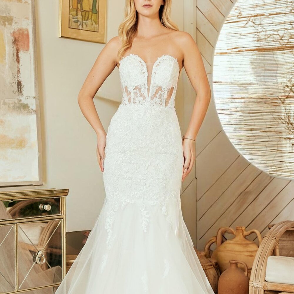 MERMAID NEW WHITE WEDDING DRESS, DESTINATION BRIDAL GOWN